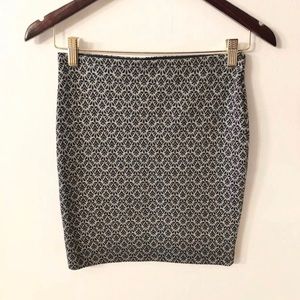Loft Bodycon Patterned Mini Skirt Gray Black XXS